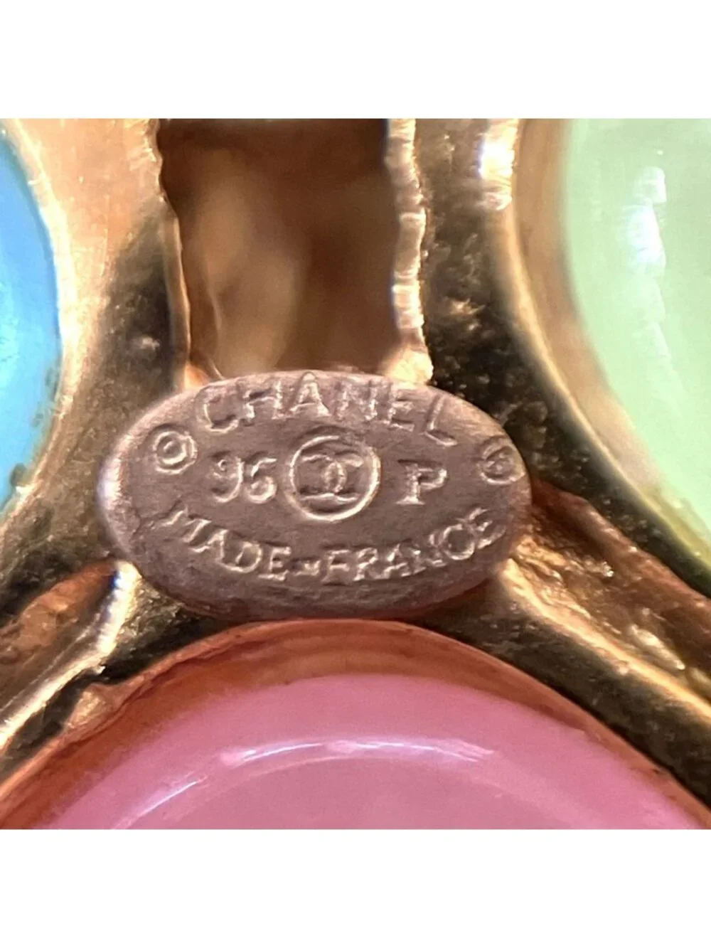 Chanel CC Logo Clover Color Stone 96P Brooch
